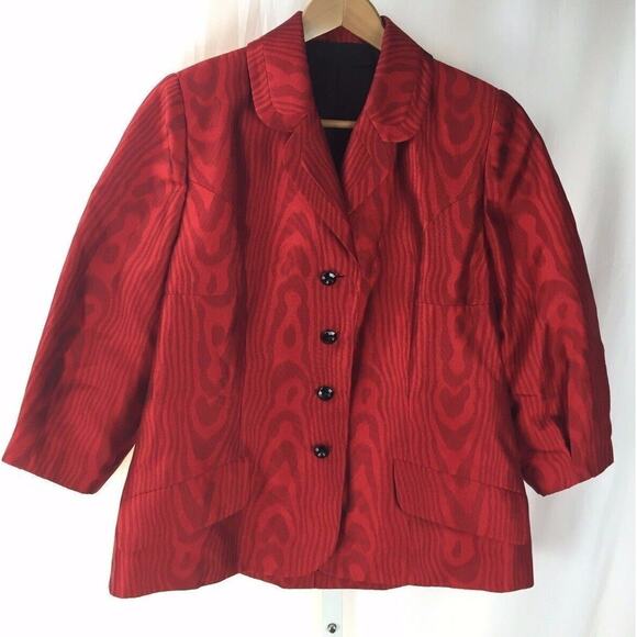 Peggy Jennings Jackets & Blazers - PEGGY JENNINGS BRIGHT Red Button Up Jacket Blazer Sz 10